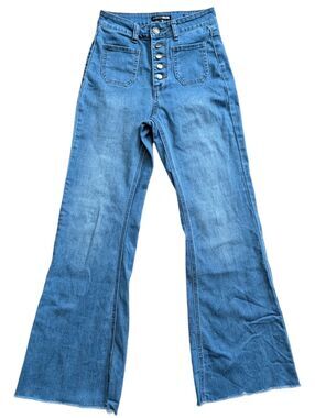 Fashion Nova Womens Medium Blue Wash Skyscraper Flare Denim Jeans Size 26